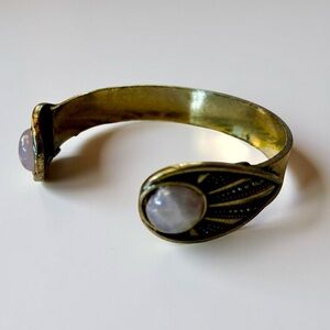 Gold and Pink Stone Cuff Bracelet